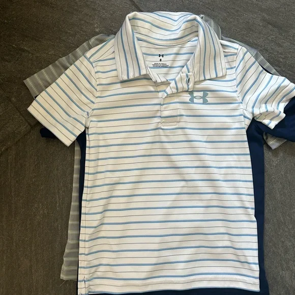 Under Armour Kids' Polo Shirt Trio - Gray, Navy, White Size 6 Boys - Picture 4 of 4
